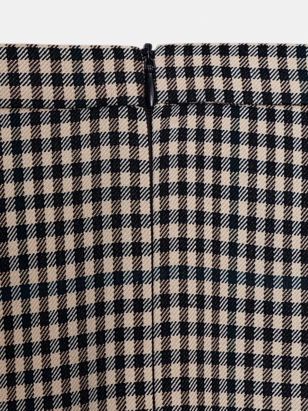 Zara Gingham Midi Skirt M Black Ivory Flared A-Line Lined High Waist NWT - Picture 7 of 8